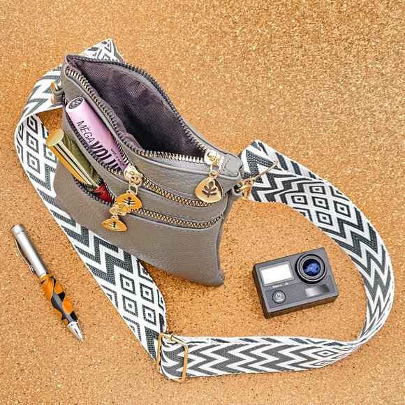 Artizanni Womens Crossbody Vegan Clutch Purse Satchel with Guitar Strap (Grey) - Picture 9 of 12